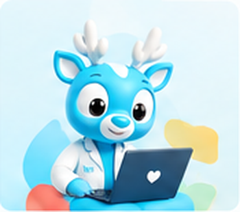 Sofira mascot working on a laptop